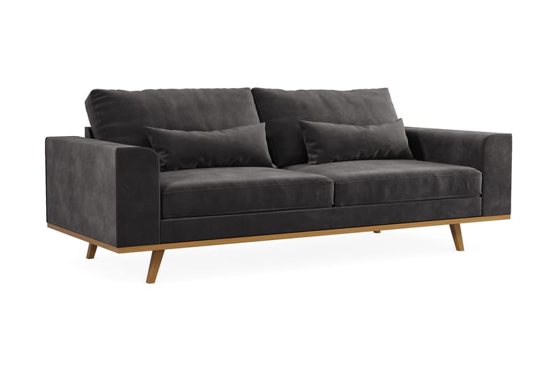 Copenhagen 3-seters Fløyelssofa - Mørk grå - Møbler - Sofaer - 3 seter sofa