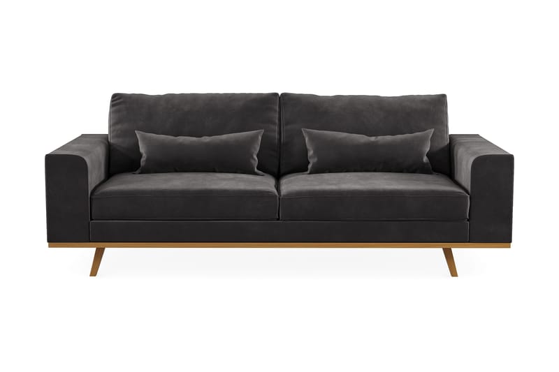 Copenhagen 3-seters Fløyelssofa - Mørk grå - Møbler - Sofaer - 3 seter sofa
