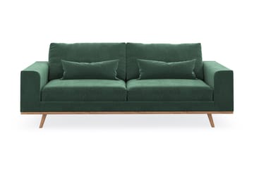 Copenhagen 3-seters Fløyelssofa - Mørk grønn - Møbler - Sofaer - 3 seter sofa
