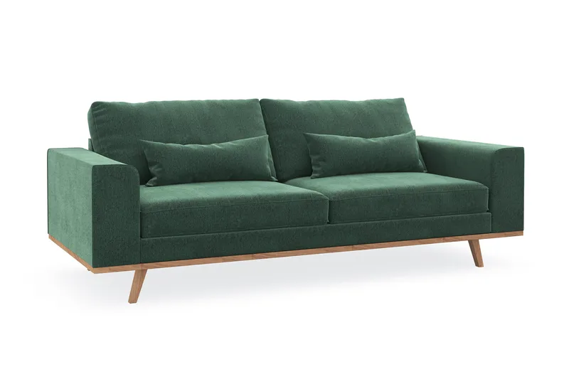 Copenhagen 3-seters Fløyelssofa - Mørk grønn - Møbler - Sofaer - 3 seter sofa