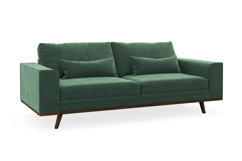 Copenhagen 3-seters Fløyelssofa - Mørk grønn - Møbler - Sofaer - 3 seter sofa