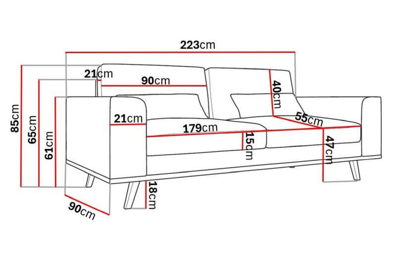 Copenhagen 3-seters Manchestersofa - Rosa - Møbler - Sofaer - 3 seter sofa