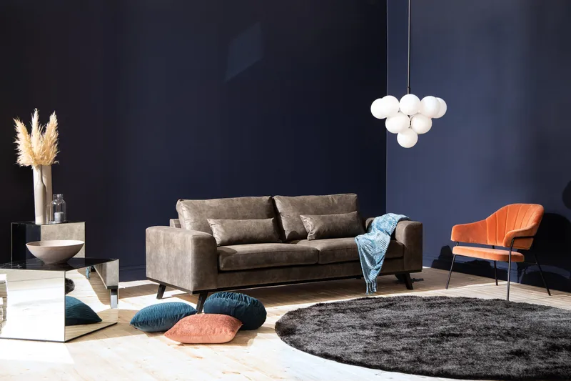 Copenhagen 3-seters Sofa i Kunstlær - Mørk grå - Møbler - Sofaer - 3 seter sofa