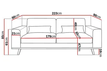 Copenhagen 3-seters Stoffsofa - Grå - Møbler - Sofaer - 3 seter sofa
