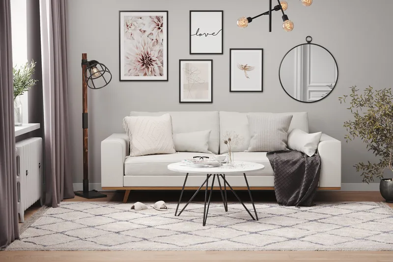 Copenhagen 3-seters Stoffsofa - Lys grå - Møbler - Sofaer - 3 seter sofa