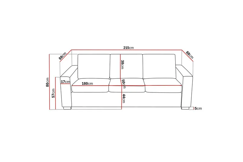 Crazy 3-seters Sofa i Kunstlær - Svart - Møbler - Sofaer - Skinnsofaer