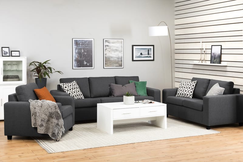 Crazy 3-seters Stoffsofa - Mørk grå - Møbler - Sofaer - 3 seter sofa
