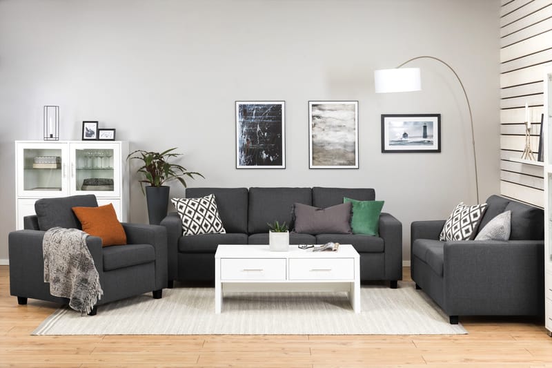 Crazy 3-seters Stoffsofa - Mørk grå - Møbler - Sofaer - 3 seter sofa