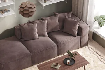 Cubo 3-seters Dyp Modulsofa + Fotskammel i Fløyel - Mørk grå - Møbler - Sofaer - Fløyelssofaer