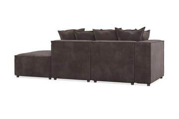 Cubo 3-seters Dyp Modulsofa + Fotskammel i Fløyel - Mørk grå - Møbler - Sofaer - 3 seter sofa