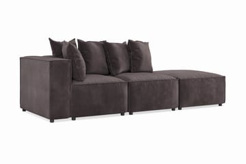 Cubo 3-seters Dyp Modulsofa + Fotskammel i Fløyel - Mørk grå - Møbler - Sofaer - 3 seter sofa