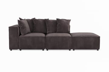 Cubo 3-seters Dyp Modulsofa + Fotskammel i Fløyel - Mørk grå - Møbler - Sofaer - 3 seter sofa