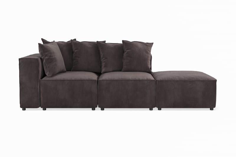 Cubo 3-seters Dyp Modulsofa + Fotskammel i Fløyel - Mørk grå - Møbler - Sofaer - 3 seter sofa