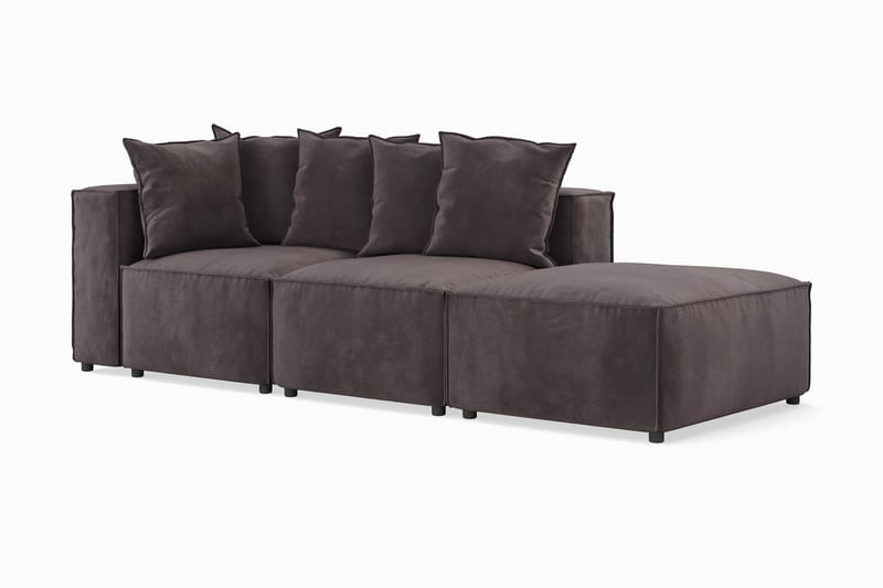 Cubo 3-seters Dyp Modulsofa + Fotskammel i Fløyel - Mørk grå - Møbler - Sofaer - 3 seter sofa