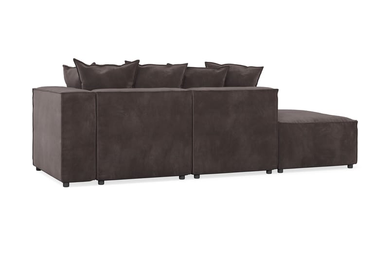 Cubo 3-seters Dyp Modulsofa + Fotskammel i Fløyel - Mørk grå - Møbler - Sofaer - Fløyelssofaer