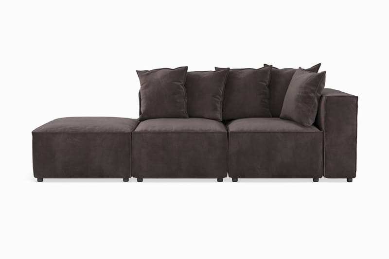 Cubo 3-seters Dyp Modulsofa + Fotskammel i Fløyel - Mørk grå - Møbler - Sofaer - 3 seter sofa