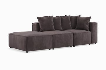 Cubo 3-seters Dyp Modulsofa + Fotskammel i Fløyel - Mørk grå - Møbler - Sofaer - Fløyelssofaer