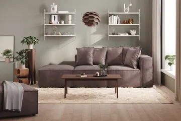 Cubo 3-seters Dyp Modulsofa + Fotskammel i Fløyel - Mørk grå - Møbler - Sofaer - Fløyelssofaer