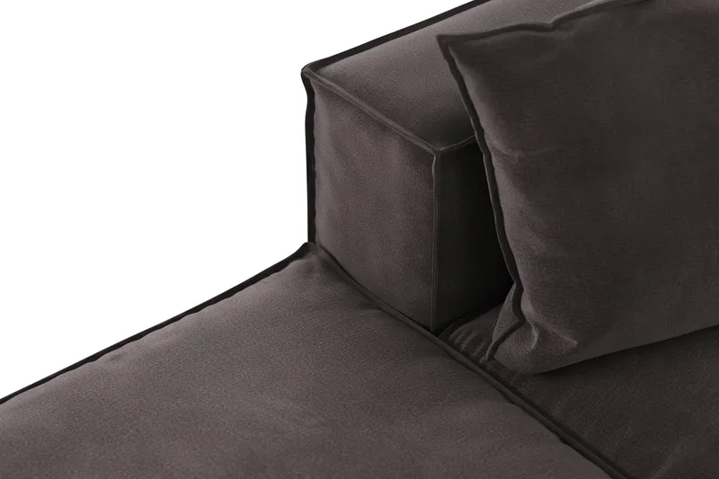 Cubo 3-seters Dyp Modulsofa + Fotskammel i Fløyel - Mørk grå - Møbler - Sofaer - Fløyelssofaer