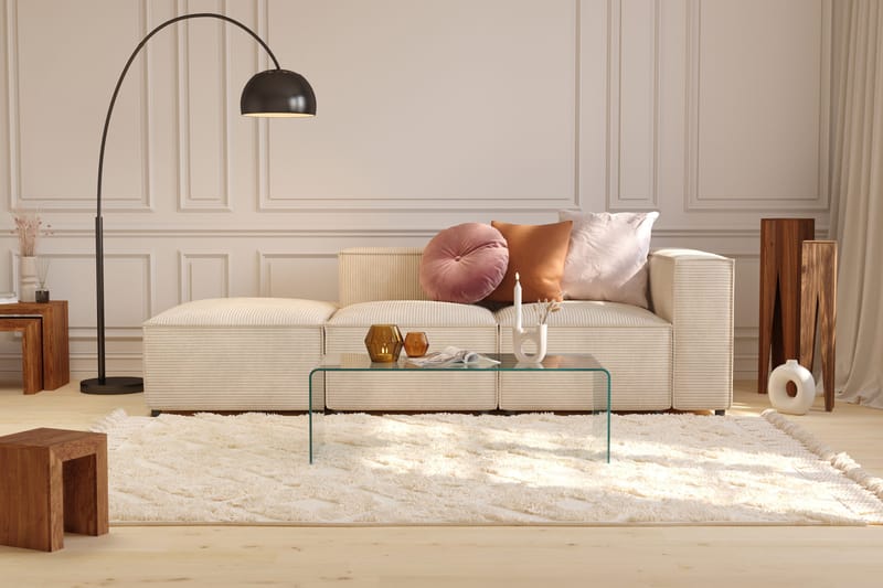 Cubo 3-seters Dyp Modulsofa + Fotskammel i Manchester - Beige - Møbler - Sofaer - 3 seter sofa