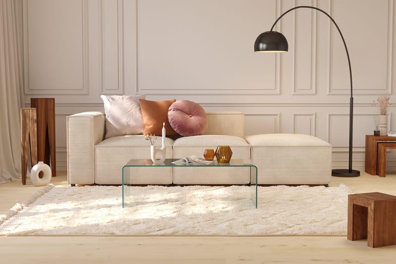 Cubo 3-seters Dyp Modulsofa + Fotskammel i Manchester - Beige - Møbler - Sofaer - 3 seter sofa