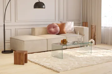 Cubo 3-seters Dyp Modulsofa + Fotskammel i Manchester - Beige - Møbler - Sofaer - Modulsofaer - Komplett modulsofa