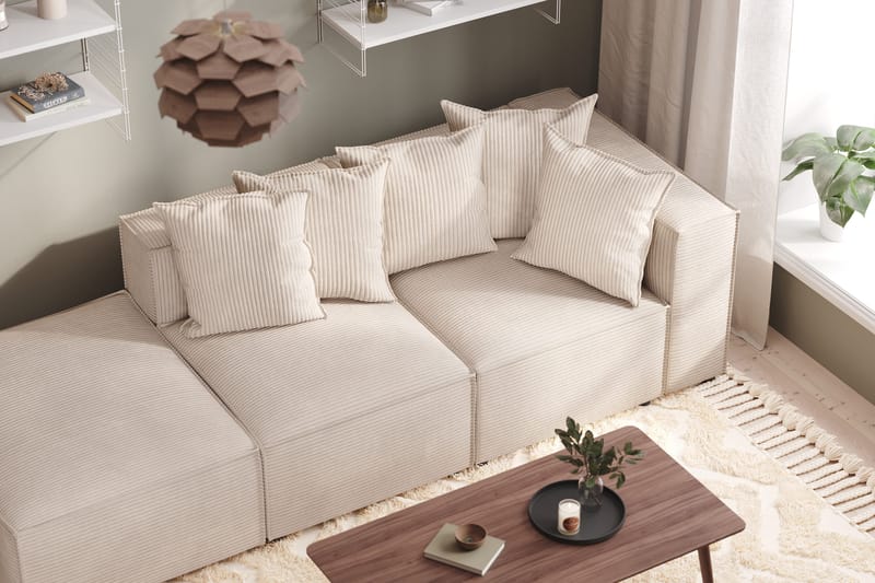 Cubo 3-seters Dyp Modulsofa + Fotskammel i Manchester - Beige - Møbler - Sofaer - 3 seter sofa