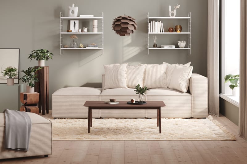 Cubo 3-seters Dyp Modulsofa + Fotskammel i Manchester - Beige - Møbler - Sofaer - 3 seter sofa