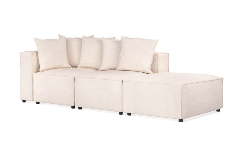 Cubo 3-seters Dyp Modulsofa + Fotskammel i Stoff - Beige - Møbler - Sofaer - Modulsofaer - Komplett modulsofa