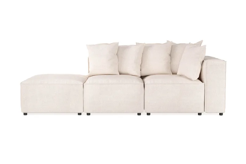 Cubo 3-seters Dyp Modulsofa + Fotskammel i Stoff, Beige
