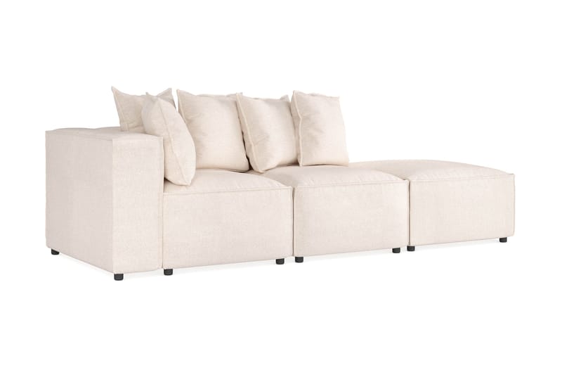 Cubo 3-seters Dyp Modulsofa + Fotskammel i Stoff - Beige - Møbler - Sofaer - Modulsofaer - Komplett modulsofa
