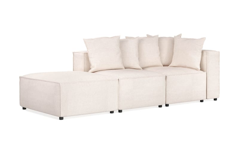 Cubo 3-seters Dyp Modulsofa + Fotskammel i Stoff - Beige - Møbler - Sofaer - Modulsofaer - Komplett modulsofa