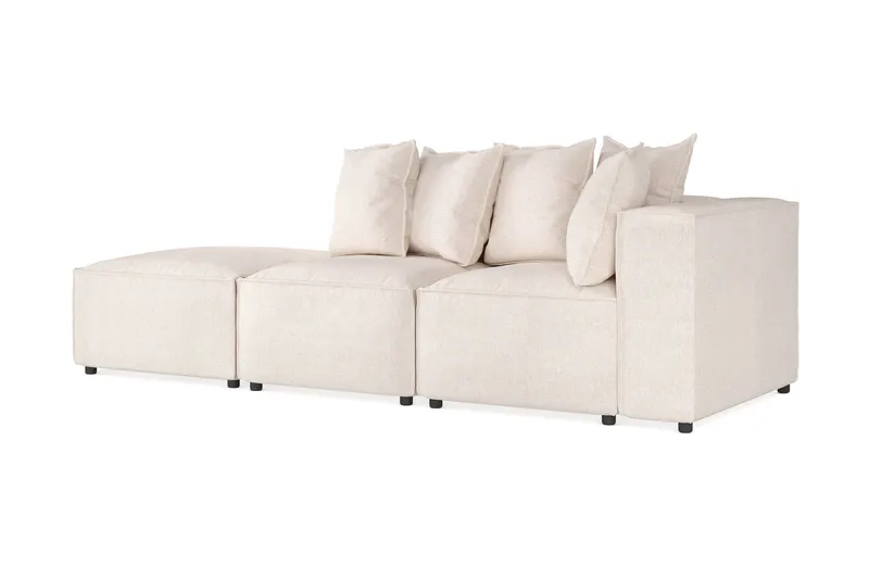 Cubo 3-seters Dyp Modulsofa + Fotskammel i Stoff - Beige - Møbler - Sofaer - 3 seter sofa