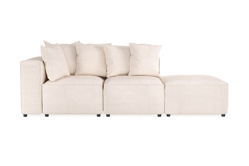Cubo 3-seters Dyp Modulsofa + Fotskammel i Stoff, Beige