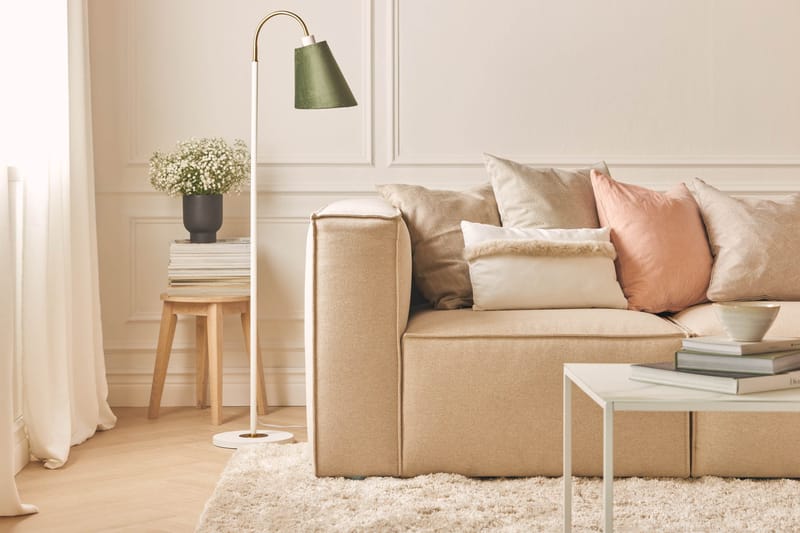 Cubo 3-seters Dyp Modulsofa + Fotskammel i Stoff - Beige - Møbler - Sofaer - Modulsofaer - Komplett modulsofa