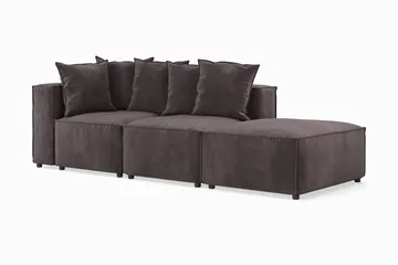 Cubo 3-seters Dyp Modulsofa + Fotskammel i Fløyel - Mørk grå - Møbler - Sofaer - Modulsofaer - Komplett modulsofa