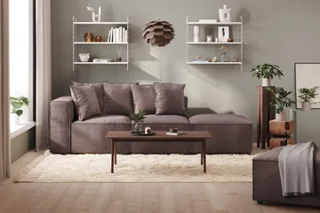 Cubo 3-seters Dyp Modulsofa + Fotskammel i Fløyel - Mørk grå - Møbler - Sofaer - Modulsofaer - Komplett modulsofa