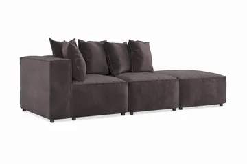Cubo 3-seters Dyp Modulsofa + Fotskammel i Fløyel - Mørk grå - Møbler - Sofaer - Modulsofaer - Komplett modulsofa