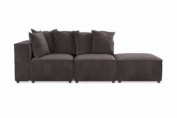Cubo 3-seters Dyp Modulsofa + Fotskammel i Fløyel - Mørk grå - Møbler - Sofaer - Modulsofaer - Komplett modulsofa
