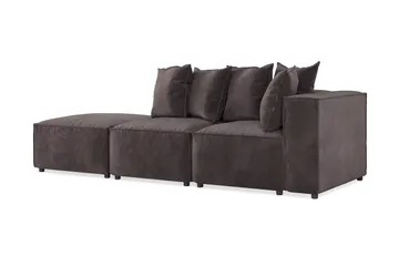 Cubo 3-seters Dyp Modulsofa + Fotskammel i Fløyel - Mørk grå - Møbler - Sofaer - Modulsofaer - Komplett modulsofa