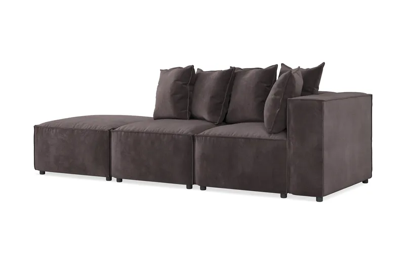 Cubo 3-seters Dyp Modulsofa + Fotskammel i Fløyel - Mørk grå - Møbler - Sofaer - Modulsofaer - Komplett modulsofa