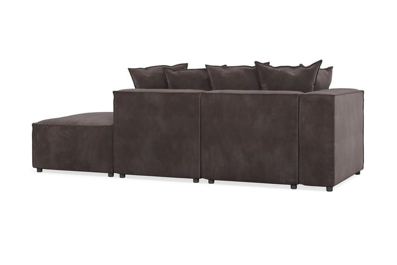 Cubo 3-seters Dyp Modulsofa + Fotskammel i Fløyel - Mørk grå - Møbler - Sofaer - Modulsofaer - Komplett modulsofa