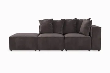 Cubo 3-seters Dyp Modulsofa + Fotskammel i Fløyel - Mørk grå - Møbler - Sofaer - Modulsofaer - Komplett modulsofa