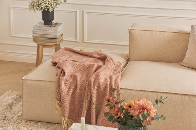 Cubo 3-seters Dyp Modulsofa + Fotskammel i Stoff - Beige - Møbler - Sofaer - Modulsofaer - Komplett modulsofa