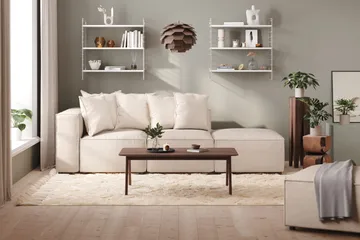Cubo 3-seters Dyp Modulsofa + Fotskammel i Stoff - Beige - Møbler - Sofaer - Modulsofaer - Komplett modulsofa