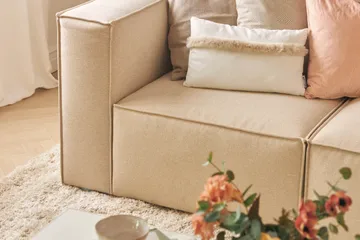 Cubo 3-seters Dyp Modulsofa + Fotskammel i Stoff - Beige - Møbler - Sofaer - Modulsofaer - Komplett modulsofa