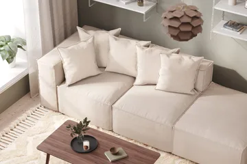 Cubo 3-seters Dyp Modulsofa + Fotskammel i Stoff - Beige - Møbler - Sofaer - Modulsofaer - Komplett modulsofa