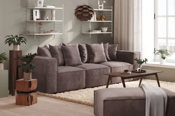 Cubo 4-seters Dyp Modulsofa i Fløyel - Mørk grå - Møbler - Sofaer - Fløyelssofaer