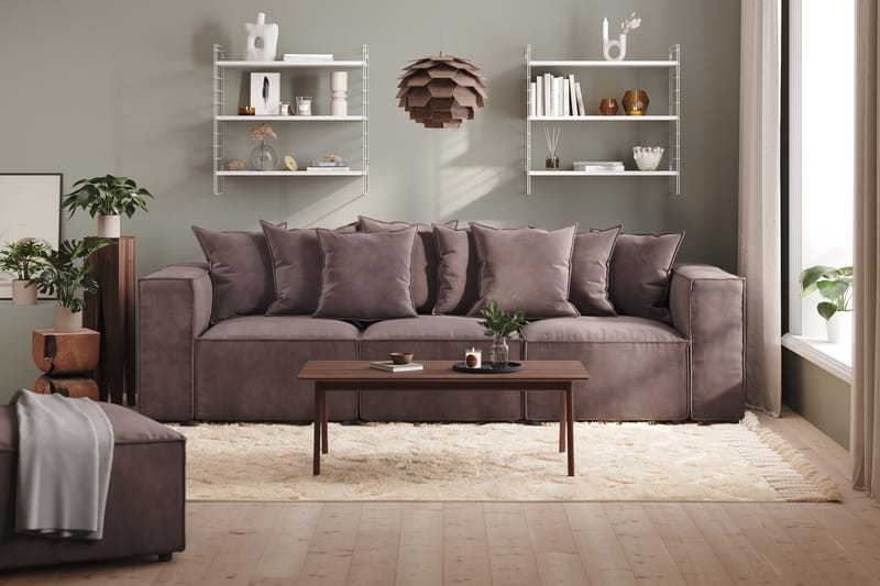 Cubo 4-seters Dyp Modulsofa i Fløyel - Mørk grå - Møbler - Sofaer - 3 seter sofa