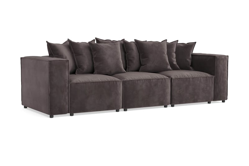 Cubo 4-seters Dyp Modulsofa i Fløyel - Mørk grå - Møbler - Sofaer - 3 seter sofa